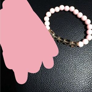 Pink and Clear Beaded Bracelet